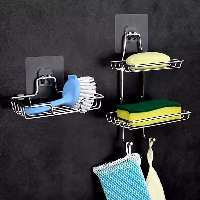 Stainless Steel Soap Dish, Creative Soap Rack, Drill Free Soap Sponge Storage, Wall Mounted Shampoo Holder, Stainless Steel Soap Sponge Holder Stainless Steel Soap Dish, Creative Soap Rack, Drill Free Soap Sponge Storage, Wall Mounted Shampoo Holder, Stainless Steel Soap Sponge Holder